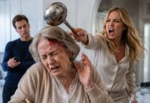 I WAS STIRRING THE SOUP WHEN MY DAUGHTER-IN-LAW SLAMMED THE LADLE ON MY HEAD. “WHO COOKS LIKE THAT, USELESS WOMAN?!” SHE YELLED. MY SON JUST TURNED UP THE TV, PRETENDING NOT TO HEAR. FIVE MINUTES LATER, A LOUD CRASH SHOOK THE KITCHEN. HE RAN IN—AND FROZE AT WHAT I’D DONE.