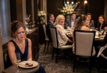 “Guests sit over there — this table’s for family,” my mom said, pointing to a wobbly chair beside the trash can. Everyone chuckled while I ate alone. Then the cake came out — and so did the bill: $2,850. The server handed it to me. I just stood up and said, “You might want to try the ‘family’ table instead.”
