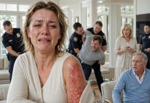 My husband deliberately slammed my hand onto the burning stove because the steak was “overcooked.” As I collapsed in agony, my mother-in-law stepped over me to grab the wine, laughing, “She needs to learn her place.” My father-in-law simply turned up the TV. They thought I was reaching beneath the kitchen island for a bandage. They had no idea I was activating the hidden security camera, streaming everything live, and sending the footage—and our address—straight to the police.