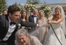 At my wedding, my bride’s family pointed at my mother and laughed. “Look at that pathetic poor woman,” her father sneered. My fiancée grabbed a garden hose. “Let me wash the smell of poverty off her.” The freezing water struck my mother as the guests cheered. I stepped between them, removed my ring, and said, “The wedding is over. And by sunrise, your family’s entire empire will be gone.”