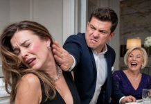 During dinner, my husband slapped me across the face because I forgot to put salt in the soup. His mother burst out laughing. “Get out of my house!” they yelled, pointing at the door like I was nothing. I didn’t scream. I didn’t beg. I simply picked up my phone and called the police. Little did they know the apartment was mine—and 15 minutes later, their world collapsed.