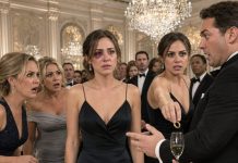 On our 10th year anniversary dinner, i stood in front of everyone with a black eye. the room went silent. my husband said proudly “it’s was my sisters… they taught her some respect” his sisters laughed proudly… then my twin sister walked up to my husband and did something that shocked them all…