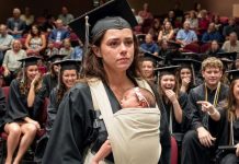They started laughing the moment I walked onto the graduation stage with a newborn baby in my arms. Someone sitting behind me even mumbled, “Just like its mother…” But what the principal said next silenced the room.
