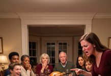 My sister shoved me off my chair in front of everyone and screamed, “Eat on the floor!” The whole family burst out laughing as I hit the ground hard. I looked up at her, smiled through the pain, and said, “Enjoy this meal. It’s the last one you’ll ever take from me.” Then I tapped my phone once… and every laugh at that table disappeared.