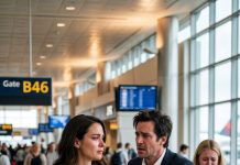 Two weeks before our wedding, I opened the bedroom door and found my fiancé tangled in the sheets with the one woman I trusted like a sister. “Emily… this isn’t what it looks like,” he stammered. I canceled the wedding that very night and disappeared without a word. Five years later, he blocked my path in an airport. “Why did you leave without saying goodbye?” I smiled bitterly. “You really don’t know?”