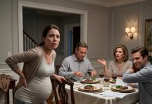 “I think the baby is coming,” I gasped as another contraction crushed through me. My father kept cutting his steak while Mom scoffed, “Call a taxi—we’re busy.” I drove away alone and nearly gave birth behind the wheel. One week later, Mom pounded on my door. “Let me see my granddaughter!” she demanded. I smiled at the eviction papers behind my back. She still believed that door belonged to her.