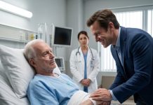Five days after my son celebrated my death, he was kneeling beside the same hospital bed. “Please, Dad,” he sobbed. “Tell them it was a misunderstanding.” Behind him stood federal agents, my attorney, and the board members he had betrayed. I looked at the handcuffs around his wrists and asked, “Do you still think the seventy-five million belongs to you?” Then the final document was opened.