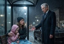 Three nights ago, my little girl and I were sleeping beneath a bus shelter when a wealthy old stranger stopped and said, “Come with me. You shouldn’t be out here.” He gave us a room, warm food, and hope. But during dinner, I casually mentioned my father’s name. His fork crashed onto the plate. “What did you just say?” he whispered, turning ghost-white. Then he locked the doors—and revealed why he had really chosen us.
