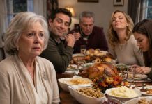 They gave me cold leftovers at the Thanksgiving table I had paid for, then my son smiled and said, “Mom, sign these papers tomorrow. It’s for your own good.” That night, I found the truth: he was trying to declare me incompetent, seize my accounts, and sell my home. But before he reached the bank, I made one phone call—and what the manager revealed changed everything.