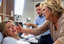 Still numb from an emergency C-section, I could only watch as my mother-in-law ripped the IV from my arm. Blood slid down my wrist. “You’re nothing but a cheap baby machine,” she hissed, slapping me until the room blurred. “My son is taking the baby—and you’ll never see either of them again.” Then the hospital door opened, and the doctor whispered, “Don’t let them leave. The DNA results are back.”