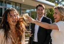 My twin sister walked out of the luxury rehab I had bankrupted myself to pay for—holding my fiancé’s hand. “You bought my sobriety, but I’m taking your future, you pathetic homeless loser,” she sneered before throwing hot coffee into my face. I didn’t scream or wipe it away. I only pressed one button on my phone—and every door behind her suddenly locked.
