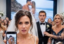 El vestido blanco ya estaba puesto y todos esperaban mi entrada cuando el teléfono vibró. En la pantalla, mi prometido besaba a una modelo en la playa, justo el día en que juró estar de viaje por trabajo. Entré al salón con el video abierto y dije: «La boda queda cancelada». Él palideció. «Puedo explicarlo». Sonreí, levantando otro archivo. «Eso no es lo peor… ¿quieres que todos vean quién envió el video?»