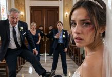El velo y el maquillaje no lograban ocultar los moretones que él me había dejado la noche anterior. Cuando llegué al altar, mi padre vio mi rostro, cruzó la iglesia y derribó al novio de una patada. —¡Vuelve a tocar a mi hija y no saldrás caminando! —rugió. Todos gritaron. Yo apreté el ramo, miré a mi futuro esposo en el suelo y susurré: —Papá… él no fue quien me golpeó. Entonces, detrás de nosotros, alguien cerró las puertas.