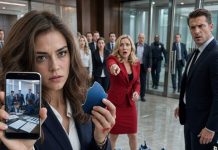 El primer día en la empresa, la secretaria del director me miró de arriba abajo y sonrió con desprecio. Segundos después, dejó caer el jarrón favorito de mi esposo y gritó: «¡Ella lo rompió! ¡Despídanla ahora mismo!». Todos se volvieron contra mí. Yo recogí un fragmento, saqué mi teléfono y respondí: «Antes de echarme, quizá debas preguntarle al director quién duerme a su lado cada noche». Entonces la puerta de su despacho se abrió…