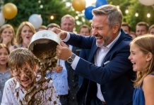 Mud exploded across my ten-year-old son’s birthday cake while thirty-seven guests watched in stunned silence. My father raised his champagne and laughed, “I promised your niece an iPhone if she did it.” I didn’t scream. I wiped my son’s face, canceled their $16,800 cruise and private academy, then opened the 8:30 email. What I found would cost my father far more than a ruined birthday.
