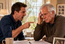 At 55, I was ready to hand my son half of the fortune I had just inherited—until I heard him whisper, “Get him to sign, then we’ll put him in that senior place by the highway.” I stood in the hallway of the house I built with my own hands, smiling like a fool… while recording every word that would destroy him.