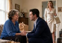 “On Mother’s Day, my millionaire son took my hands and smiled. ‘Mom, is Maddie’s $10,000 every month enough?’ My blood ran cold. ‘Son… I haven’t received a penny. The church has been feeding me.’ His smile vanished. Then Maddie stepped into the room, dressed in designer silk. ‘What did you just say?’ he whispered. She froze—and the envelope slipping from her purse revealed a name none of us expected…”