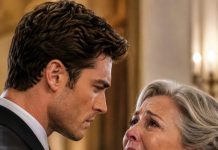 I was buttoning my son’s cufflinks when I heard a muffled cry from the bride’s dressing room. I pushed the door open—and froze. The bride stood over a torn envelope, her veil trembling, while a newborn photo lay at her feet. “That baby… is my husband’s?” I whispered. I ran to my son, breathless. “Michael, you can’t marry her.” He looked at me with dead calm and said, “I already know, Mom.”