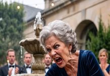 “Let her drown in shame!” my husband’s grandmother screamed as she shoved me into the freezing fountain before dozens of relatives. Soaked, humiliated, and accused of being a gold digger, I watched them laugh while she spat, “You’ll never belong to this family!” They had no idea the woman they were humiliating was the sole heiress of the dynasty they’d spent years desperately trying to impress. And in less than five minutes, everything they believed was about to shatter.