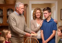 “The day my father handed college checks to every grandchild but mine, he looked straight at me and said, ‘Why waste it on a boy from a broken home?’ I forced a smile and whispered, ‘You’ll understand one day.’ Years later, at graduation, my son stepped to the microphone and said, ‘Grandpa, this diploma isn’t the surprise.’ Then he revealed who had secretly paid his tuition—and my father shot to his feet, completely speechless…”