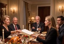 “They wanted me to sign away my marriage before they served pumpkin pie.” My mother-in-law smiled and whispered, “Now everyone will finally know you married Ethan for his money.” I let every insult land, every laugh echo around the table. Then I quietly slid one black folder across the table. Five seconds later, nobody touched their food again… and Thanksgiving became the day their entire empire collapsed.