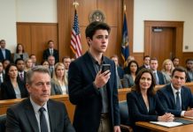 My wife filed for divorce on our son’s eighteenth birthday and smirked, “Perfect timing. No custody fight now.” At the final hearing, she cried like a victim while her lawyer asked for the house, my savings, and my dignity. Then my son stood up, pulled a recorder from his pocket, and said, “I’ve been recording Mom for three years.” When he pressed play, she tried to run.