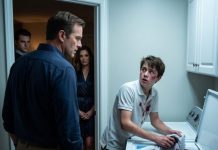 I came home early and found the entire house dark—except for the laundry room, where my sixteen-year-old son stood beside a washing machine filled with bloody water. “Whose blood is that?” I demanded. He looked toward the staircase and whispered, “Please don’t tell Mom.” Then my wife appeared behind me and calmly said, “Daniel, you weren’t supposed to be home tonight.” That was when I realized my son wasn’t the danger in our house.