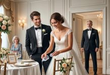 I walked into the ballroom three hours before my son’s wedding and saw his bride pouring super glue onto the chair reserved for my wife. My son stood beside her, laughing. “Imagine Mom trying to stand during the toast,” he said. My wife had just survived a stroke. I didn’t yell. I simply called the hotel manager and whispered, “Move that chair to the bride’s table.” Hours later, the tearing sound silenced the room…