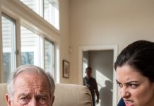 Pegado al sillón por la artritis, apenas pude moverme cuando mi nuera hundió el cigarrillo encendido en mi brazo. El olor a piel quemada llenó la sala. «Llora, viejo inútil. Tu hijo no volverá jamás», escupió sobre mi rostro. Yo apreté los dientes y sonreí. «Eso crees, Clara… pero acaba de oírlo todo». Su expresión se quebró cuando, detrás de ella, sonó el timbre tres veces.