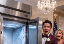 I woke up inside the hotel’s freezer, my skin burning from the cold and my voice barely alive. Through the frosted glass, I saw my husband in his wedding tuxedo—standing beside another woman. “Ethan!” I screamed, pounding the door. His face went white when he saw me. The blonde gasped, “But… she was supposed to be dead.” Then he reached for the handle—and I saw the knife in her hand.