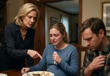 I was seven months pregnant when my mother-in-law pushed a bowl of cold leftovers toward me and whispered, “A woman who can’t give this family a son doesn’t deserve fresh food.” My husband looked away. Then she smiled at my belly and said, “When that girl is born, you’ll leave this house without her.” I lowered my eyes, but under the table, my hand was already pressing record.