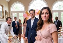The second my husband slapped me across the face at my own baby shower, everyone froze—except one man carrying a tray of champagne. He stared at Daniel and growled, “Touch her again… and you’ll regret the day you were born.” I hadn’t seen Noah, my first love, in ten years. What nobody inside that room knew was that my husband had just destroyed the wrong woman… and everything he owned.