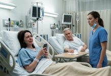 Forty-three minutes before my cancer surgery, my husband texted, “I want a divorce. I wasn’t built to care for a sick wife.” I was lying under hospital lights, too weak to even cry. Then the man in the next bed slid a napkin toward me. I joked, “If I survive, marry me.” He smiled and said, “Okay.” But when the nurse saw him, her face went pale…