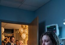 I woke up in a hospital bed and instinctively reached for my baby bump—but my stomach was flat. Before anyone could explain, I saw my husband laughing at a lavish birthday party for his pregnant mistress. “She’ll never recover,” he smirked. I smiled through my tears and whispered, “You’re right… but not in the way you think.” By the time he realized what I had done next, his perfect life was already falling apart.