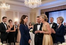 “You’re too poor to belong in this family,” my sister sneered beneath the crystal chandeliers. “Sit quietly and don’t embarrass us.” I nodded, walked into the hallway, and made one phone call. Minutes later, just as she raised her champagne glass to announce the hotel’s sale, the music suddenly stopped. My lawyer stepped onto the stage and said, “The transaction is frozen.” Victoria turned pale—then screamed when she learned who owned the hotel.