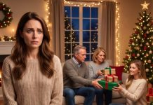 “At Christmas, my mother pushed every gift toward my sister and said, ‘You didn’t earn anything this year.’ I smiled, carried my empty hands upstairs, and packed before midnight. They thought I had disappeared in shame. One year later, as they opened presents, the television suddenly showed my face beneath studio lights. Then the host asked, ‘Are you ready to tell America what your family did?’ I looked into the camera and said…”