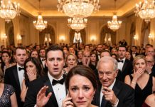 On our tenth anniversary, my father-in-law mocked me until my husband slapped me across the face in front of 600 laughing guests. I wiped away my tears, whispered, “Dad… please come,” then looked at them and said, “You should enjoy these next thirty minutes. After tonight, your family will never recover.” None of them believed me… until the ballroom doors opened.