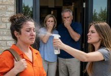 After serving two years in prison, I came home expecting silence—only to find my sister spraying disinfectant over my clothes in front of everyone. “Just washing off the prison stink,” she laughed, while my parents covered their noses. I said nothing. I unlocked my phone and played the video of them begging me to confess to the crash she caused. Their smiles vanished before the recording even reached the final sentence—and I hadn’t shown them the copies I’d already sent.