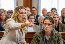 “She’s just a homeless veteran!” my sister shouted, pointing at my worn coat as the courtroom laughed. I said nothing. I only placed my battered military duffel bag on the table. The judge opened the sealed document inside—and his face instantly turned pale. “Bailiff,” he ordered, staring directly at my sister, “lock every door.” That was when her victory smile finally disappeared…