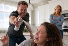“You’re nothing but an insect, just like your father,” my stepfather snarled before spraying pesticide directly into my face. At the hospital, while I struggled to breathe, my mother calmly told the doctor, “She accidentally did it to herself.” They thought their lie had buried the truth—until my biological father reviewed the security footage. He watched it once, called his lawyer, and whispered, “Now I’m going to destroy everything they love…”