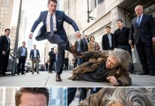 I was rushing to an emergency company meeting when a homeless old woman grabbed my sleeve. “Please… I haven’t eaten in two days.” Furious, I kicked her away. She crashed onto the pavement, and a worn silver necklace flew from beneath her coat. My breath stopped. I had given that necklace to my mother before she vanished fifteen years ago. “Mom…?” I whispered. She opened her eyes and said, “Your father made sure you’d never find me.” That meeting could wait. My revenge had just begun.