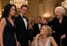 The mistress was sitting in my chair, wearing my grandmother-in-law’s stolen sapphire necklace, when I walked into the ballroom. My husband barely looked ashamed. “Claire, don’t make a scene,” he warned. Then Grandma Eleanor slammed her cane against the marble floor and screamed, “GET UP!” Everyone froze—but I stayed silent, because Daniel still had no idea the real trap wasn’t in that ballroom. It was waiting for him Monday morning.