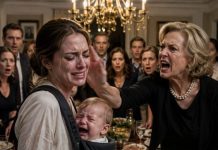 MY MOTHER-IN-LAW SLAPPED ME FOR SERVING DINNER THREE MINUTES LATE… MY BABY WAS STILL STRAPPED TO MY CHEST. MY HUSBAND CALLED ME USELESS. TWELVE PEOPLE WATCHED AND SAID NOTHING. I WIPED MY TEARS AND THAT NIGHT…
