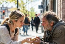 I thought sharing half my sandwich with a homeless stranger was just one small act of kindness. Three days later, I walked into my fiancé’s mansion and nearly dropped my glass—the same man was sitting at the head of the table in a tailored suit. Ethan whispered, “Meet my father, Richard Vale.” The “homeless man” looked at me and smiled. “We’ve already met.” And suddenly, everyone stopped breathing.