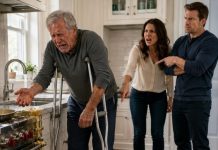 I was standing on crutches when boiling soup splashed across my hand, but my daughter-in-law didn’t even move. “Stop making a scene and clean the floor,” she snapped. Then my own son looked at my blistering skin and said, “Dad, apologize to Claire.” I said nothing. I packed one bag and walked out. They thought they had finally put me in my place—but they had no idea whose money was holding their life together.