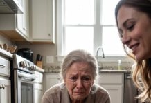 I froze when I saw my daughter-in-law raise her phone and start recording me crawling across the floor, desperately picking up crumbs. “Look at her,” she laughed. “This is what she deserves.” My hands trembled, but I stayed silent. Then she suddenly stopped laughing. Her face went pale as she looked at the phone screen. “Wait… you didn’t see this, did you?” she whispered. I slowly smiled. She had no idea what I knew.