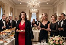 At my parents’ anniversary party, my sister smirked, “Don’t fill your plate. You didn’t pay for any of this.” Mother smiled and added, “Real family comes first.” I nodded, put on my red coat, and quietly left. Minutes later, the hotel manager handed Vanessa a $38,600 bill and announced, “The woman in red canceled the sponsorship.” Their faces went pale—but the mortgage document in my purse would destroy them even more.
