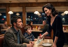 When my son whispered, “Dad, they haven’t eaten,” I didn’t just buy that starving mother food. I waited. Seconds later, the woman who framed me and stole my multi-million-dollar tech empire walked in, laughing at my grease-stained clothes. She thought I was a broken single father scraping by on minimum wage. “Enjoy the scraps, Mark,” she sneered. She didn’t realize she had just walked straight into my trap.