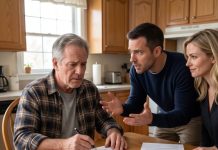 My son walked into my living room smiling because he thought I had finally agreed to sell my property and rescue him. “See, Dad? I knew you’d come around.” Then the door opened behind him. A bank fraud investigator, two attorneys, and my lawyer stepped inside carrying a black binder. His smile disappeared when I said, “Before we talk about my house, Ethan, let’s read the email where you planned to make me lose it.”