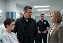 My son called me from the hospital, trembling: “Dad… Grandma left me locked in the car for hours. I got sick, and she hit me.” When I demanded a police report, the officer laughed. Then he saw my uniform and froze. “Commissioner… we didn’t know who you were.” I looked at my mother-in-law. Her smile vanished. “You should have asked before deciding I was powerless.”